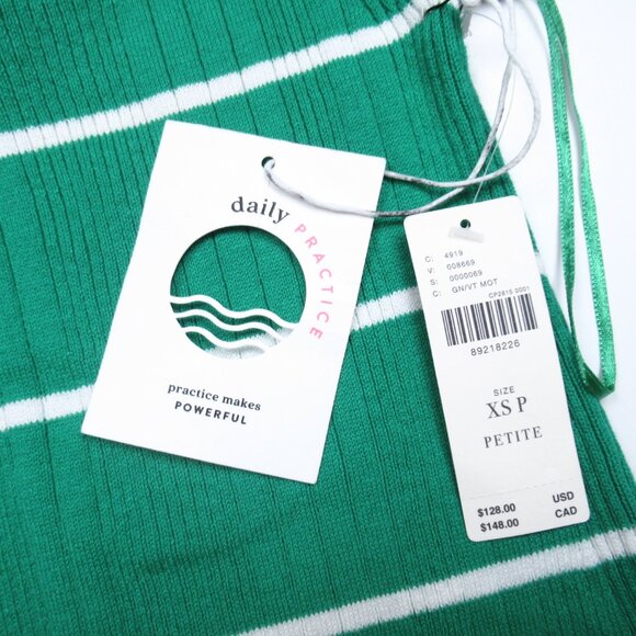 Anthropologie Daily Practice Sweater Midi Dress Green Stripe XS Petite XSP - Picture 9 of 11
